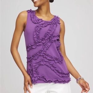 Chico's Vibrant Purple Ruffle Tank Top